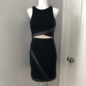 Bailey 44 Navy Ponti and Leather Dress